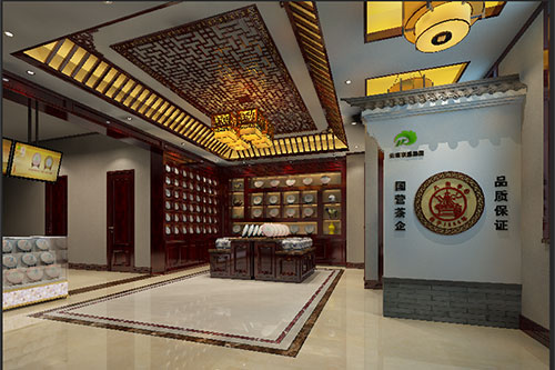 江阴古朴典雅的中式茶叶店大堂设计效果图