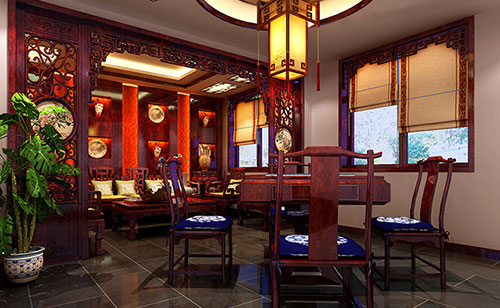 江阴古典中式风格茶楼包间设计装修效果图